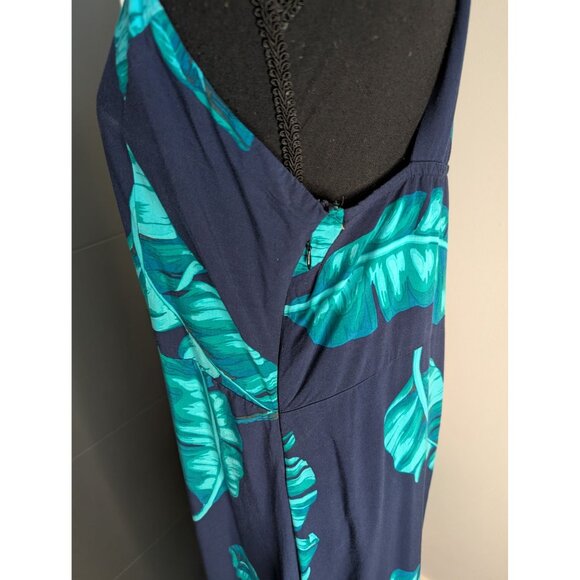 28 Palms Navy Blue Tropical Leaf Maxi Dress with Open Keyhole Back - XL - Picture 5 of 10